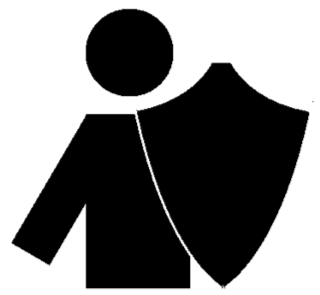 Icon einer Person mit Schutzschild als Symbolik zur Absicherung der Hinterbliebenen im Todesfall